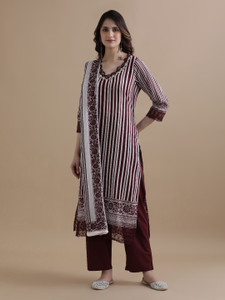 Jaipur Kurti Striped Kurta, Trouser/Pant & Dupatta Set
