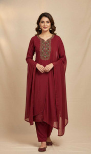 FEELIX Embroidered Kurta, Salwar & Dupatta Set