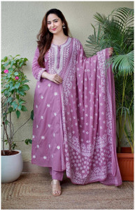 G Bluxe Embroidered Kurta, Trouser/Pant & Dupatta Set