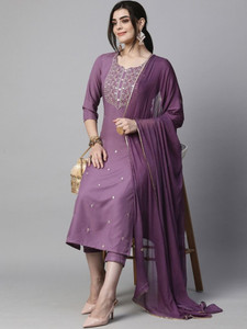 Blue Zircon Women Kurta Pant Dupatta Set