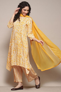 BIBA Printed Kurta, Palazzo & Dupatta Set