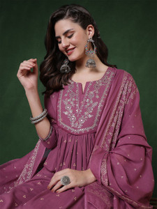 Chiraai Embroidered Anarkali Kurta, Bottom & Dupatta Set