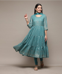 BIBA Printed Kurta, Churidar & Dupatta Set