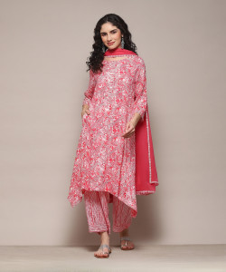 BIBA Printed Kurta, Palazzo & Dupatta Set