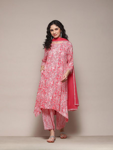 BIBA Printed Kurta, Palazzo & Dupatta Set