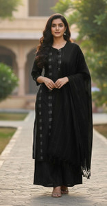 Get smart wear Striped Kurta, Palazzo & Dupatta Set