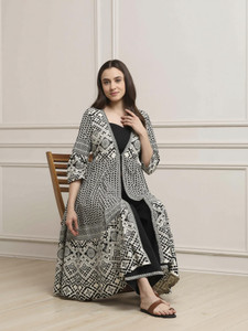 BIBA Printed Anarkali Kurta, Bottom & Dupatta Set