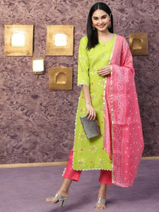 ओरिया पोल्का प्रिंट कुर्ता, पतलून / पैंट और दुपट्टा सेट