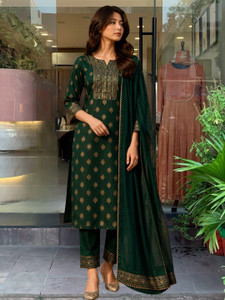 aurbhi Woven Kurta, Trouser/Pant & Dupatta Set