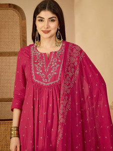 Pehnura Embroidered Anarkali Kurta, Bottom & Dupatta Set