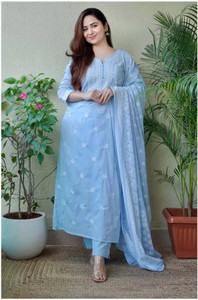 Tasrika Embroidered Kurta, Trouser/Pant & Dupatta Set