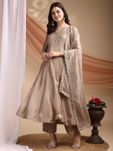 Jannu Fashion Embroidered Kurta, Palazzo & Dupatta Set