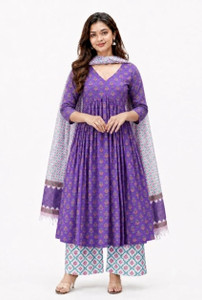 vestiti Printed Anarkali Kurta, Bottom & Dupatta Set