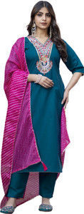 FAIRYPINK Embroidered Kurta, Trouser/Pant & Dupatta Set