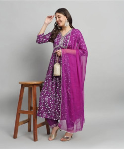 AF ASHA FABRICS Printed Kurta, Trouser/Pant & Dupatta Set