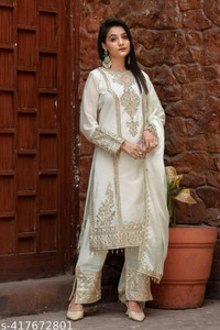 Bhavani Creation Embroidered Kurta, Trouser/Pant & Dupatta Set