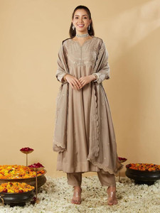 Marmika Fab Embellished, Embroidered Anarkali Kurta, Bottom & Dupatta Set