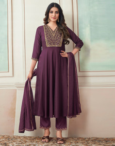 Tasrika Embellished, Embroidered Anarkali Kurta, Bottom & Dupatta Set