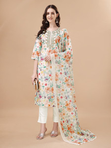 Tabahi Floral Print, Embroidered Kurta, Trouser/Pant & Dupatta Set