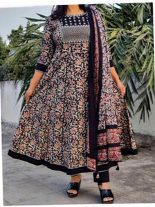 AVNIF Embroidered Anarkali Kurta, Bottom & Dupatta Set