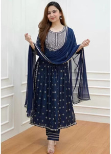 UGMAZ Embroidered Kurta, Palazzo & Dupatta Set