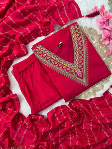 TABAKI Embroidered Anarkali Kurta, Bottom & Dupatta Set