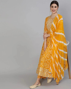 TANISHKA MAEKETING Embroidered Anarkali Kurta, Bottom & Dupatta Set