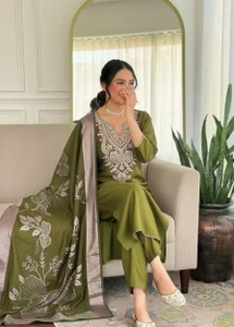 Majishaa Embroidered Kurta, Salwar & Dupatta Set