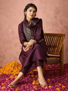 Hritika Embroidered, Embellished Kurta, Trouser/Pant & Dupatta Set