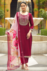 thegoodstore Embroidered Kurta, Trouser/Pant & Dupatta Set