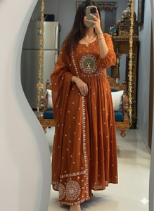 Dwarkesh enterprise Embroidered Anarkali Kurta, Bottom & Dupatta Set