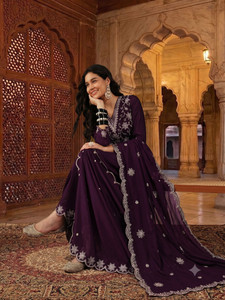 SheWill Embroidered Anarkali Kurta, Bottom & Dupatta Set