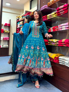 Precia Self Design Anarkali Kurta, Bottom & Dupatta Set