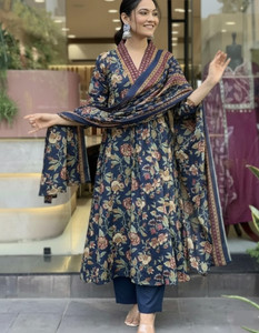 Aimca Printed Anarkali Kurta, Bottom & Dupatta Set