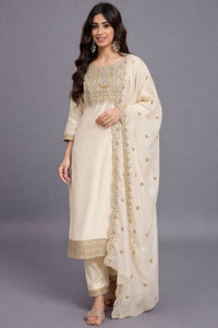 Divastri Embroidered Kurta, Trouser/Pant & Dupatta Set