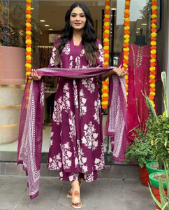 Ladosi Attire Floral Print Kurta, Palazzo & Dupatta Set