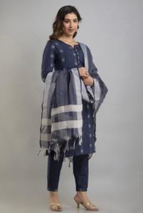 गेट स्मार्ट वियर Indi बुना हुआ कुर्ता, पतलून / पैंट और दुपट्टा सेट