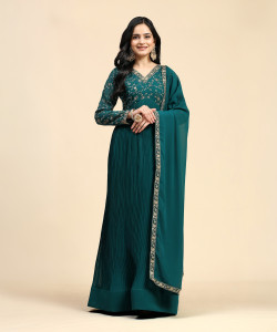 Trendmalls Embroidered Anarkali Kurta, Bottom & Dupatta Set