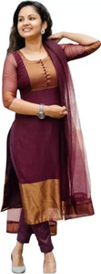 Ankit Color Block Kurta, Salwar & Dupatta Set