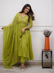 BAINSLA Embroidered Kurta, Salwar & Dupatta Set