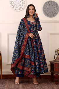 Irtada Printed Anarkali Kurta, Bottom & Dupatta Set