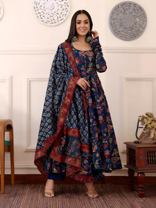 Irtada Printed Anarkali Kurta, Bottom & Dupatta Set