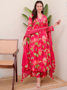 NISHA FASHION Floral Print Kurta, Trouser/Pant & Dupatta Set