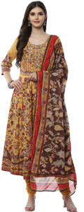 BIBA Floral Print Kurta, Churidar & Dupatta Set