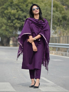 NoorFashion Solid Kurta, Trouser/Pant & Dupatta Set