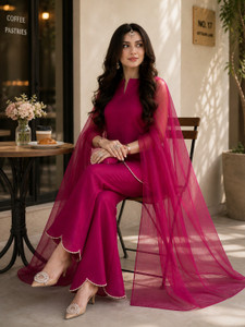KHODAL BOUTIQUES Embellished Kurta, Palazzo & Dupatta Set