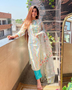 TRAHIMAM Printed Kurta, Trouser/Pant & Dupatta Set