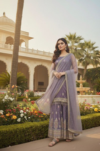 ConveyCloth Embroidered Kurta, Palazzo & Dupatta Set