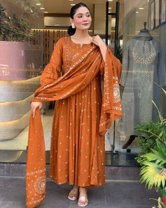 TRENDCRAFTY Embroidered Anarkali Kurta, Bottom & Dupatta Set
