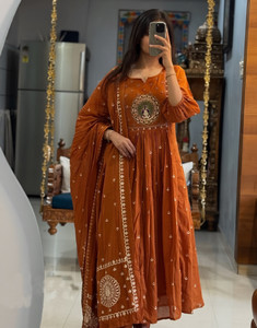 Irtada Printed Anarkali Kurta, Bottom & Dupatta Set